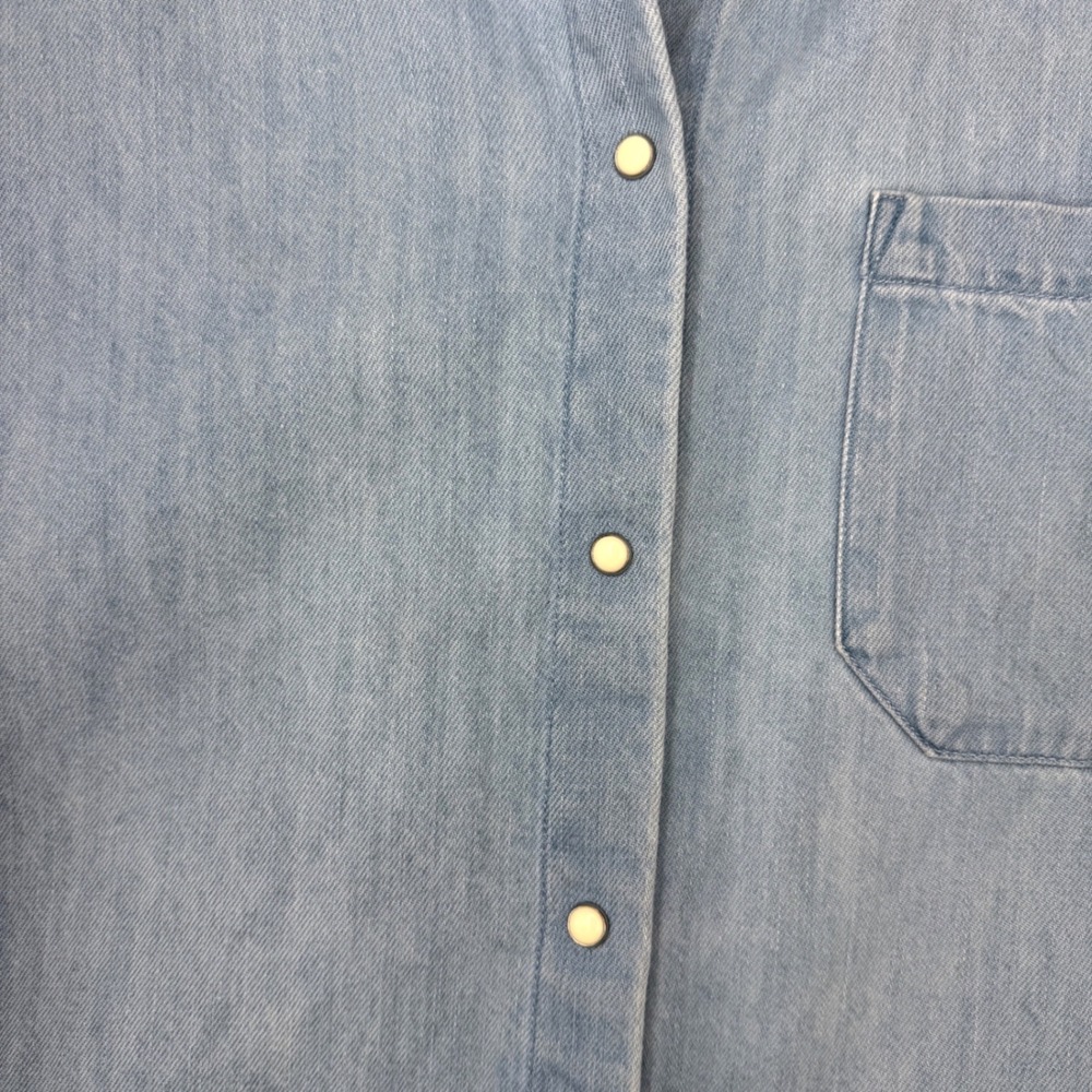SEZANE Light Wash Denim Chambray Button Down Max Shirt Size 38 Medium - Picture 7 of 8